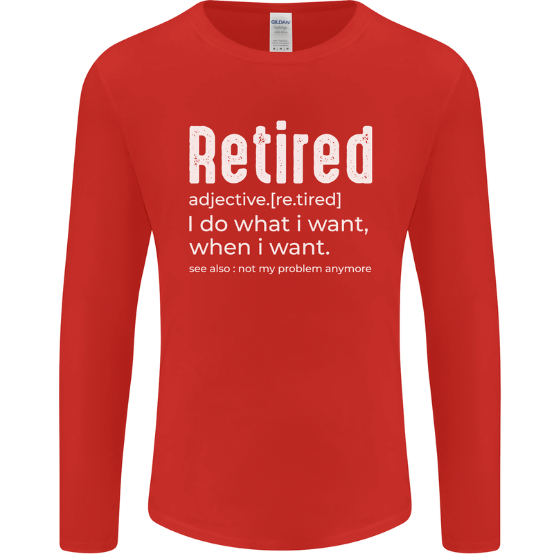 Retired Definition Funny Retirement Mens Long Sleeve T-Shirt Red