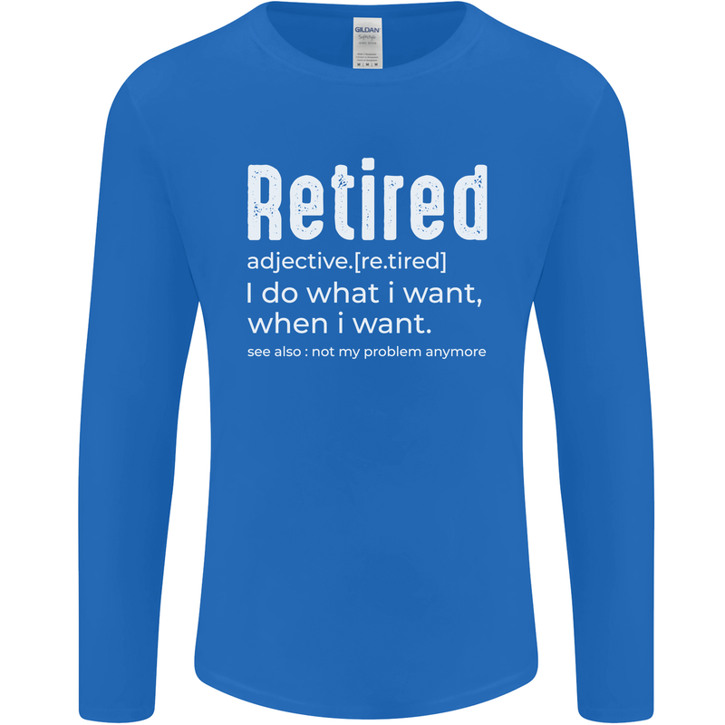 Retired Definition Funny Retirement Mens Long Sleeve T-Shirt Royal Blue
