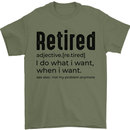 Retired Definition Funny Retirement Mens T-Shirt 100% Cotton Military Green