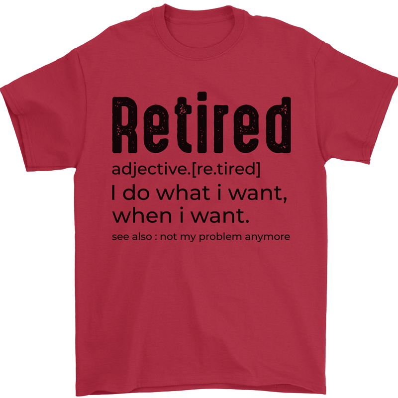 Retired Definition Funny Retirement Mens T-Shirt 100% Cotton Red