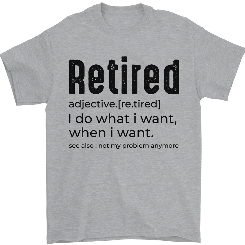 Retired Definition Funny Retirement Mens T-Shirt 100% Cotton Sports Grey