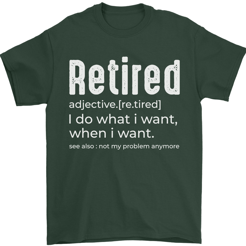 Retired Definition Funny Retirement Mens T-Shirt Cotton Gildan Forest Green
