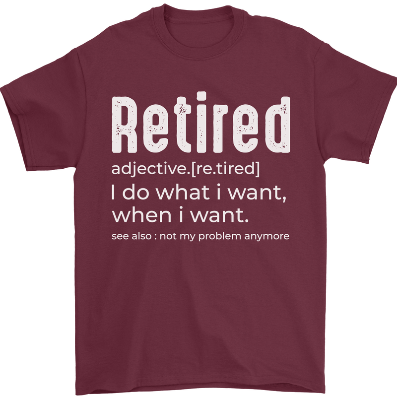Retired Definition Funny Retirement Mens T-Shirt Cotton Gildan Maroon