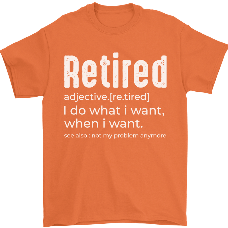 Retired Definition Funny Retirement Mens T-Shirt Cotton Gildan Orange