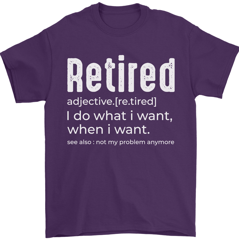 Retired Definition Funny Retirement Mens T-Shirt Cotton Gildan Purple