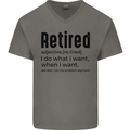 Retired Definition Funny Retirement Mens V-Neck Cotton T-Shirt Charcoal