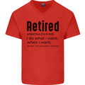 Retired Definition Funny Retirement Mens V-Neck Cotton T-Shirt Red