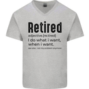 Retired Definition Funny Retirement Mens V-Neck Cotton T-Shirt Sports Grey