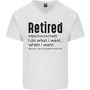 Retired Definition Funny Retirement Mens V-Neck Cotton T-Shirt White