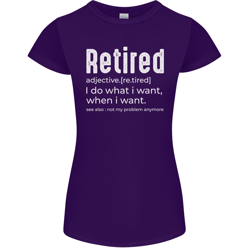 Retired Definition Funny Retirement Womens Petite Cut T-Shirt Purple