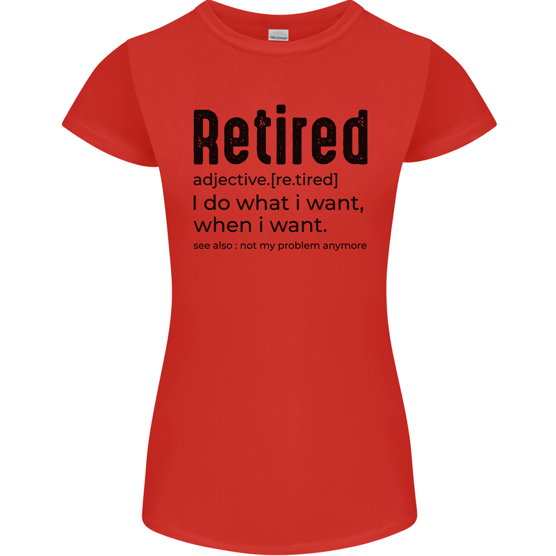 Retired Definition Funny Retirement Womens Petite Cut T-Shirt Red