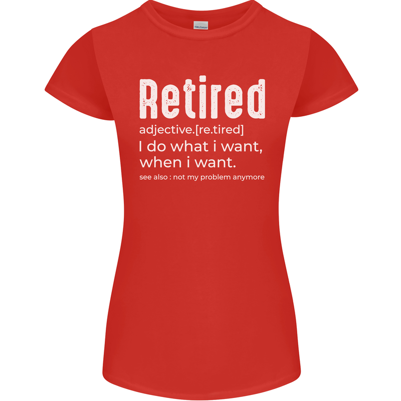 Retired Definition Funny Retirement Womens Petite Cut T-Shirt Red