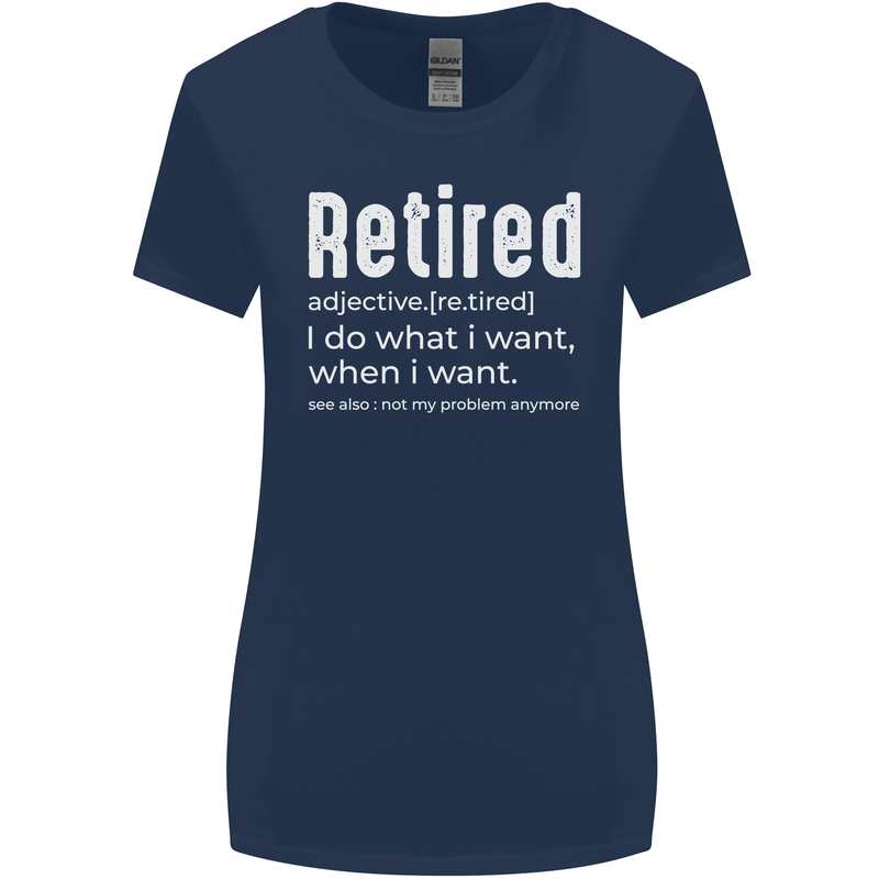 Retired Definition Funny Retirement Womens Wider Cut T-Shirt Navy Blue