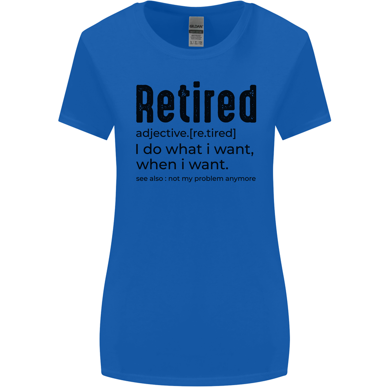 Retired Definition Funny Retirement Womens Wider Cut T-Shirt Royal Blue