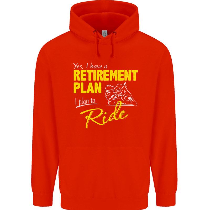 Retirement Plan Biker Motorbike Motorcycle Mens 80% Cotton Hoodie Bright Red