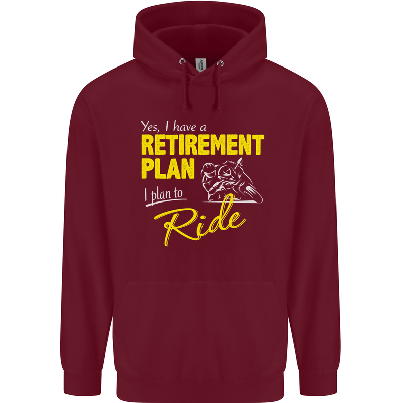 Retirement Plan Biker Motorbike Motorcycle Mens 80% Cotton Hoodie Maroon