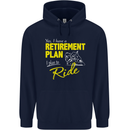 Retirement Plan Biker Motorbike Motorcycle Mens 80% Cotton Hoodie Navy Blue