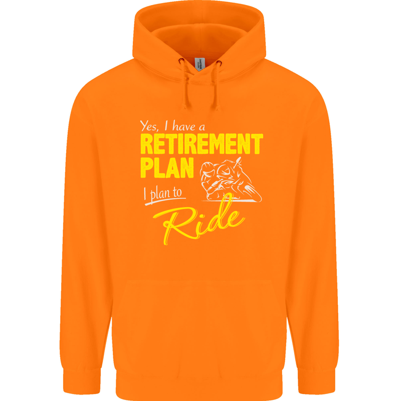 Retirement Plan Biker Motorbike Motorcycle Mens 80% Cotton Hoodie Orange