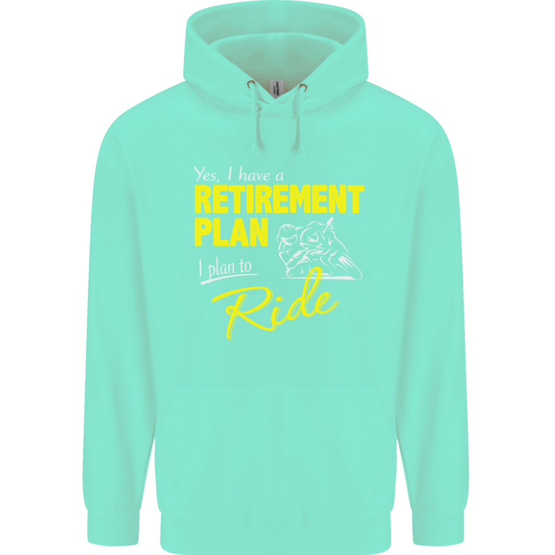 Retirement Plan Biker Motorbike Motorcycle Mens 80% Cotton Hoodie Peppermint