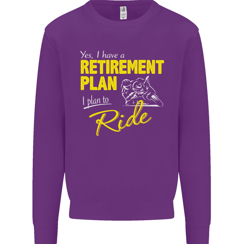 Retirement Plan Biker Motorbike Motorcycle Mens Sweatshirt Jumper Purple