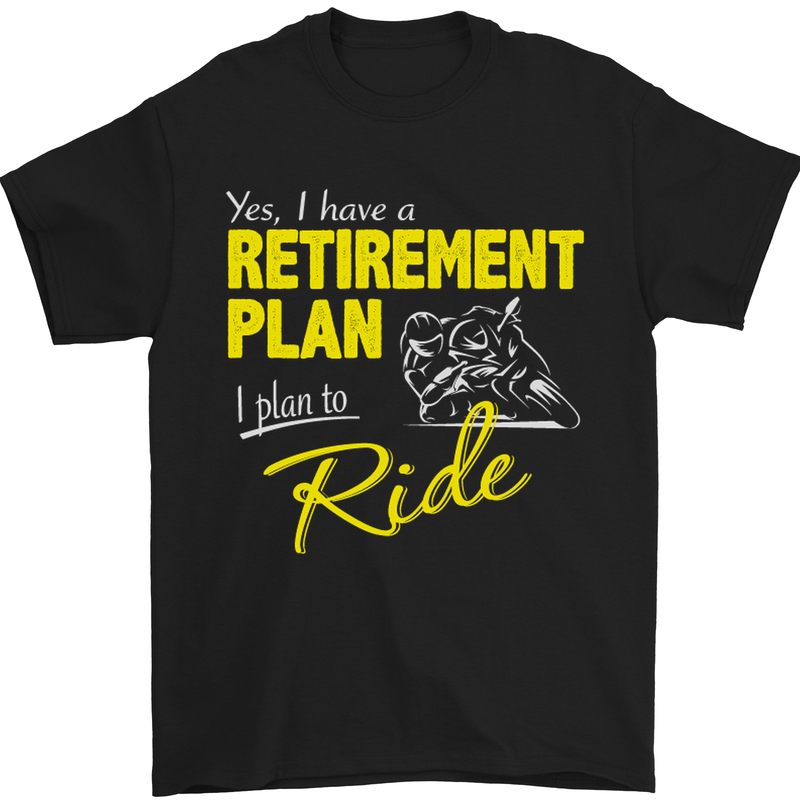 Retirement Plan Biker Motorbike Motorcycle Mens T-Shirt Cotton Gildan Black