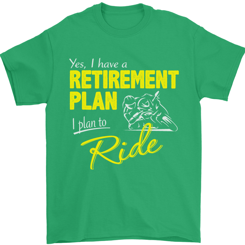 Retirement Plan Biker Motorbike Motorcycle Mens T-Shirt Cotton Gildan Irish Green