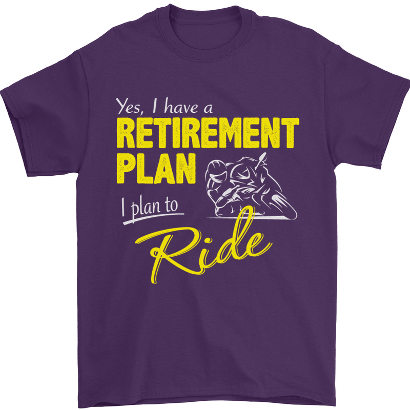 Retirement Plan Biker Motorbike Motorcycle Mens T-Shirt Cotton Gildan Purple