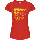Retirement Plan Biker Motorbike Motorcycle Womens Petite Cut T-Shirt Red