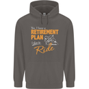 Retirement Plan Biker Motorcycle Motorbike Mens 80% Cotton Hoodie Charcoal