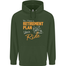Retirement Plan Biker Motorcycle Motorbike Mens 80% Cotton Hoodie Forest Green