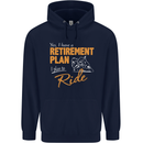Retirement Plan Biker Motorcycle Motorbike Mens 80% Cotton Hoodie Navy Blue