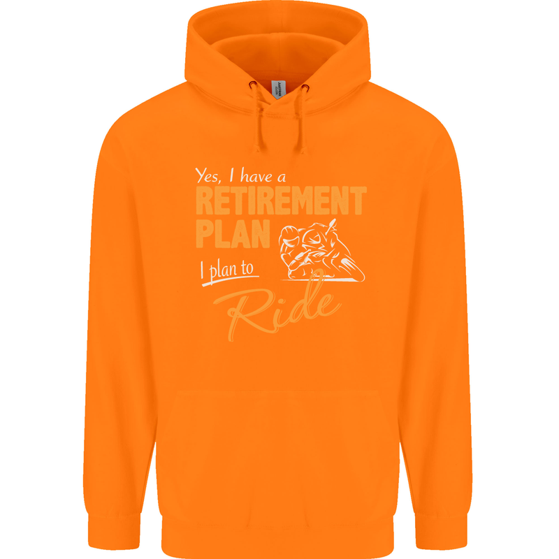 Retirement Plan Biker Motorcycle Motorbike Mens 80% Cotton Hoodie Orange