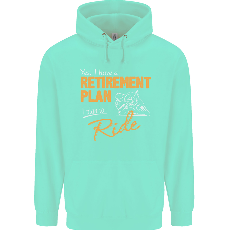 Retirement Plan Biker Motorcycle Motorbike Mens 80% Cotton Hoodie Peppermint