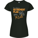 Retirement Plan Biker Motorcycle Motorbike Womens Petite Cut T-Shirt Black