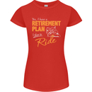 Retirement Plan Biker Motorcycle Motorbike Womens Petite Cut T-Shirt Red