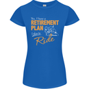 Retirement Plan Biker Motorcycle Motorbike Womens Petite Cut T-Shirt Royal Blue