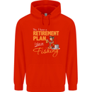 Retirement Plan Fishing Funny Fisherman Mens 80% Cotton Hoodie Bright Red