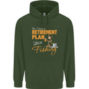 Retirement Plan Fishing Funny Fisherman Mens 80% Cotton Hoodie Forest Green
