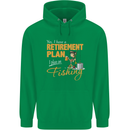 Retirement Plan Fishing Funny Fisherman Mens 80% Cotton Hoodie Irish Green