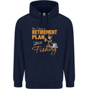 Retirement Plan Fishing Funny Fisherman Mens 80% Cotton Hoodie Navy Blue