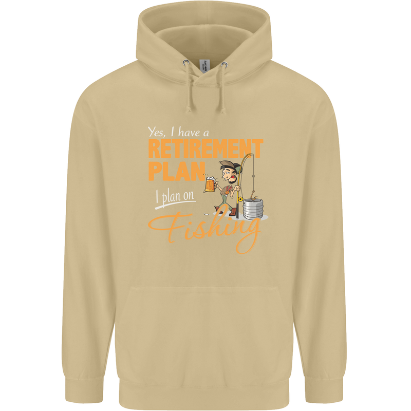 Retirement Plan Fishing Funny Fisherman Mens 80% Cotton Hoodie Sand