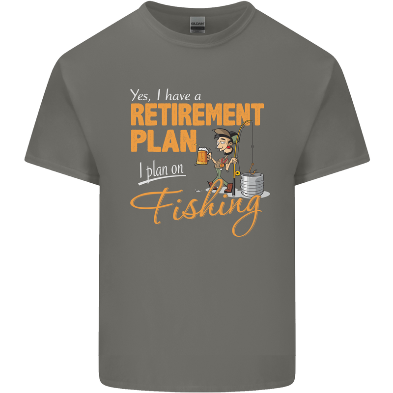 Retirement Plan Fishing Funny Fisherman Mens Cotton T-Shirt Tee Top Charcoal