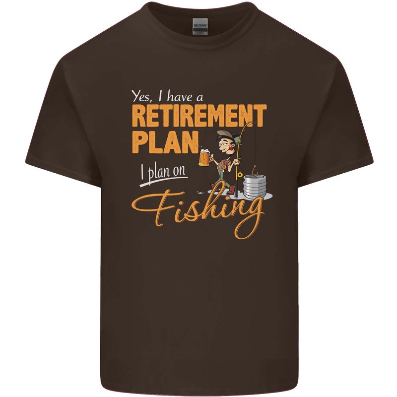 Retirement Plan Fishing Funny Fisherman Mens Cotton T-Shirt Tee Top Dark Chocolate