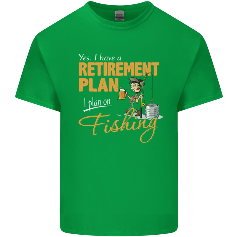 Retirement Plan Fishing Funny Fisherman Mens Cotton T-Shirt Tee Top Irish Green