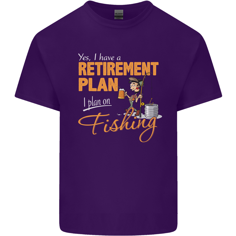 Retirement Plan Fishing Funny Fisherman Mens Cotton T-Shirt Tee Top Purple