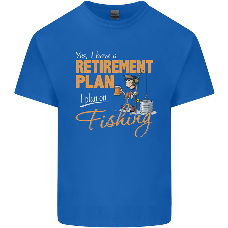 Retirement Plan Fishing Funny Fisherman Mens Cotton T-Shirt Tee Top Royal Blue