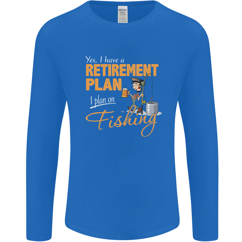 Retirement Plan Fishing Funny Fisherman Mens Long Sleeve T-Shirt Royal Blue