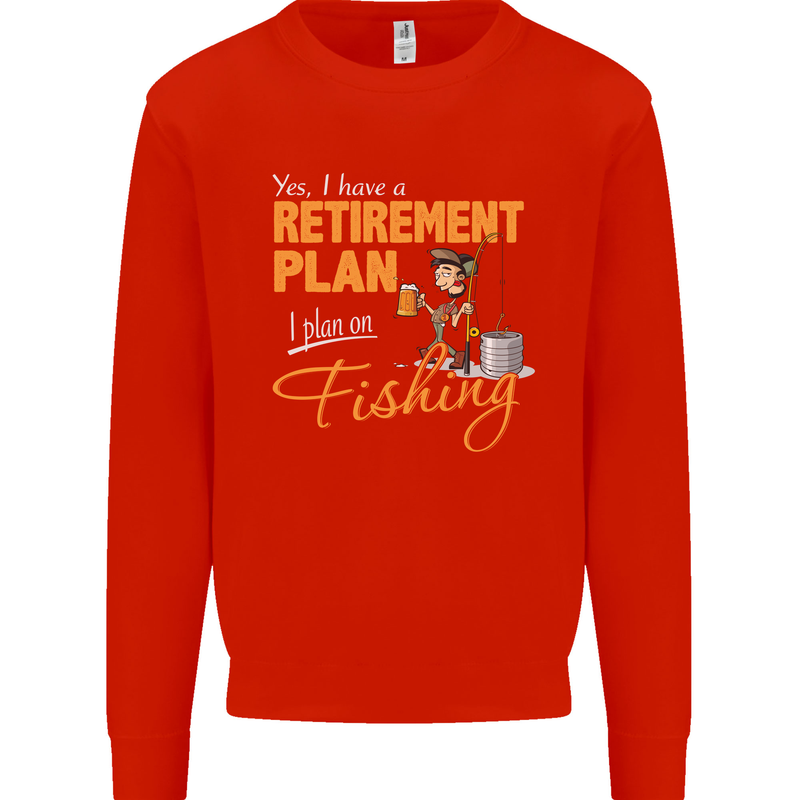 Retirement Plan Fishing Funny Fisherman Mens Sweatshirt Jumper Bright Red
