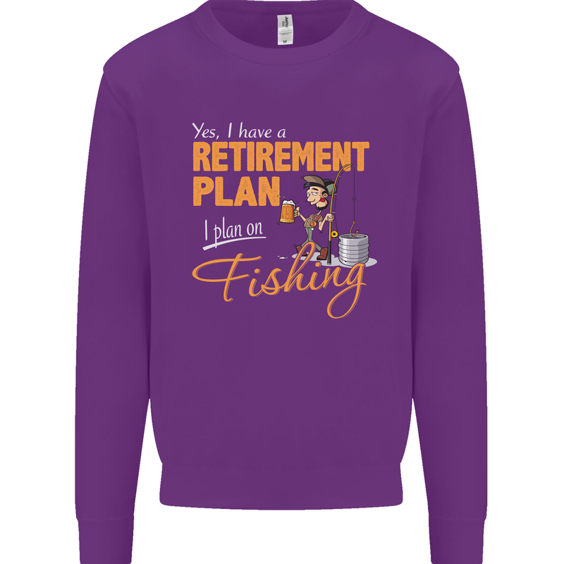 Retirement Plan Fishing Funny Fisherman Mens Sweatshirt Jumper Purple