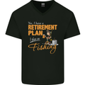 Retirement Plan Fishing Funny Fisherman Mens V-Neck Cotton T-Shirt Black